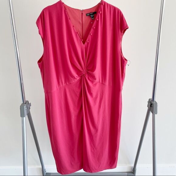 Maggy London Pink Midi V-Neckline Dress 24W - Picture 1 of 9